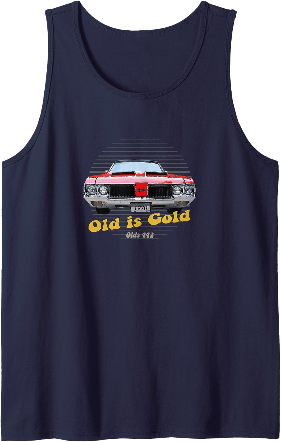 Olds 442 American Muscle Car Old is Gold Tank Top - Navy Blue