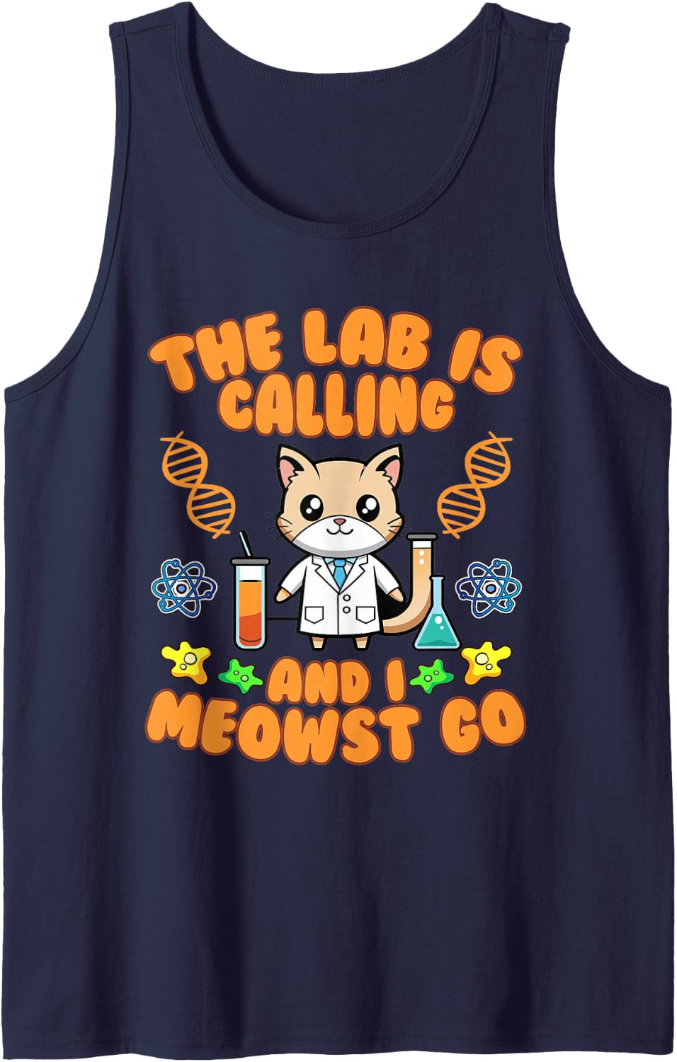 Chemistry Cat The Lab is Calling Sleeveless Tank Top - Navy Blue