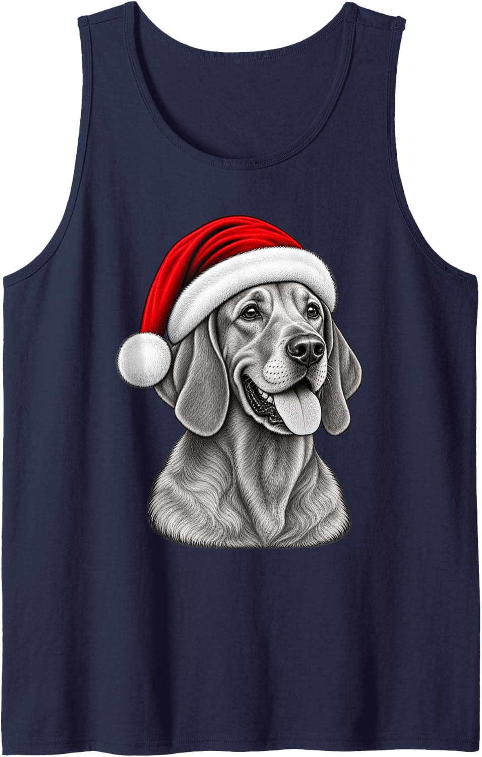 Christmas Santa Hat Vizsla Dog Cute Pet Dog Xmas Sleeveless Tank Top - Navy Blue