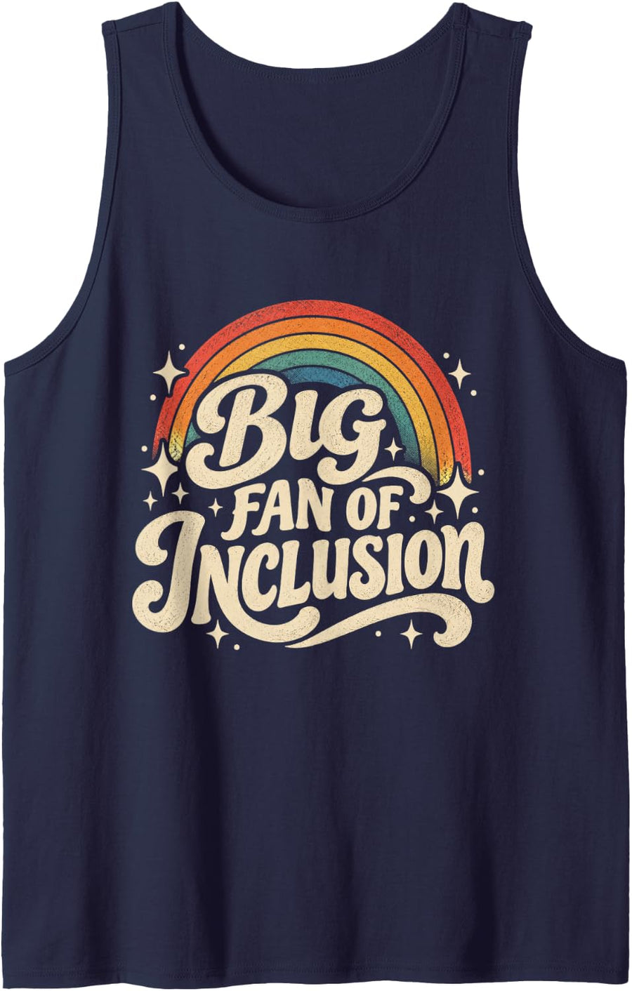 Funny Inclusion Rainbow Diversity Support Statement Sleeveless Tank Top - Navy Blue