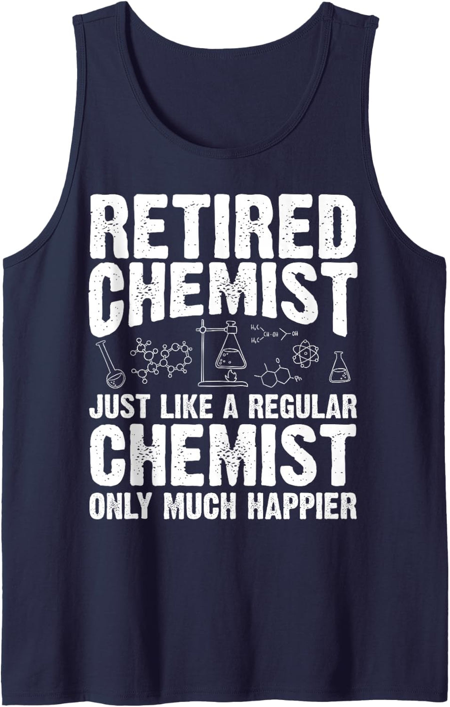 Retired Chemist Apparel | Awesome Funny Chemists Design Sleeveless Tank Top - Navy Blue
