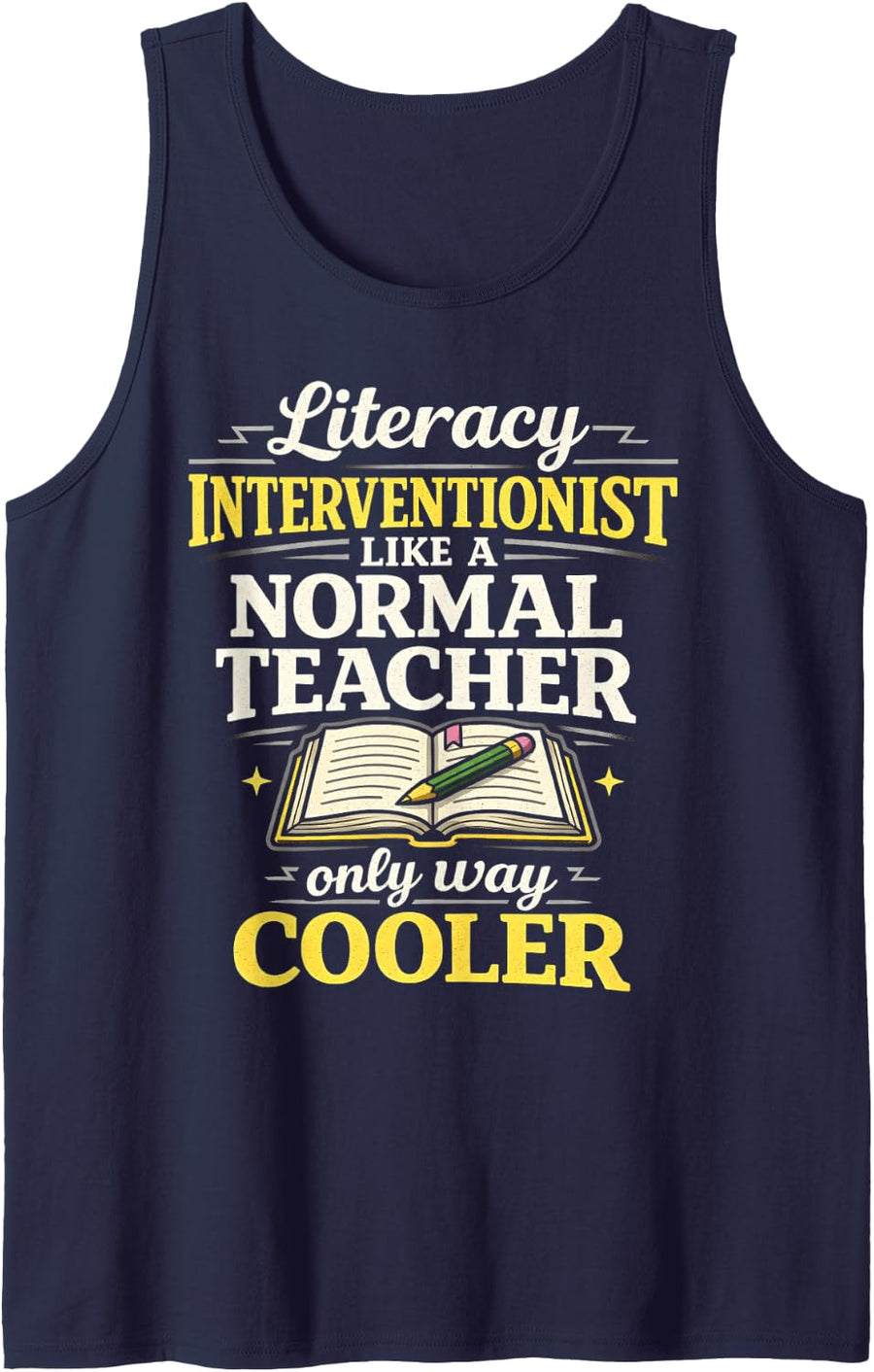 Literacy Interventionist Like Normal Teacher Only Cooler Sleeveless Tank Top - Navy Blue