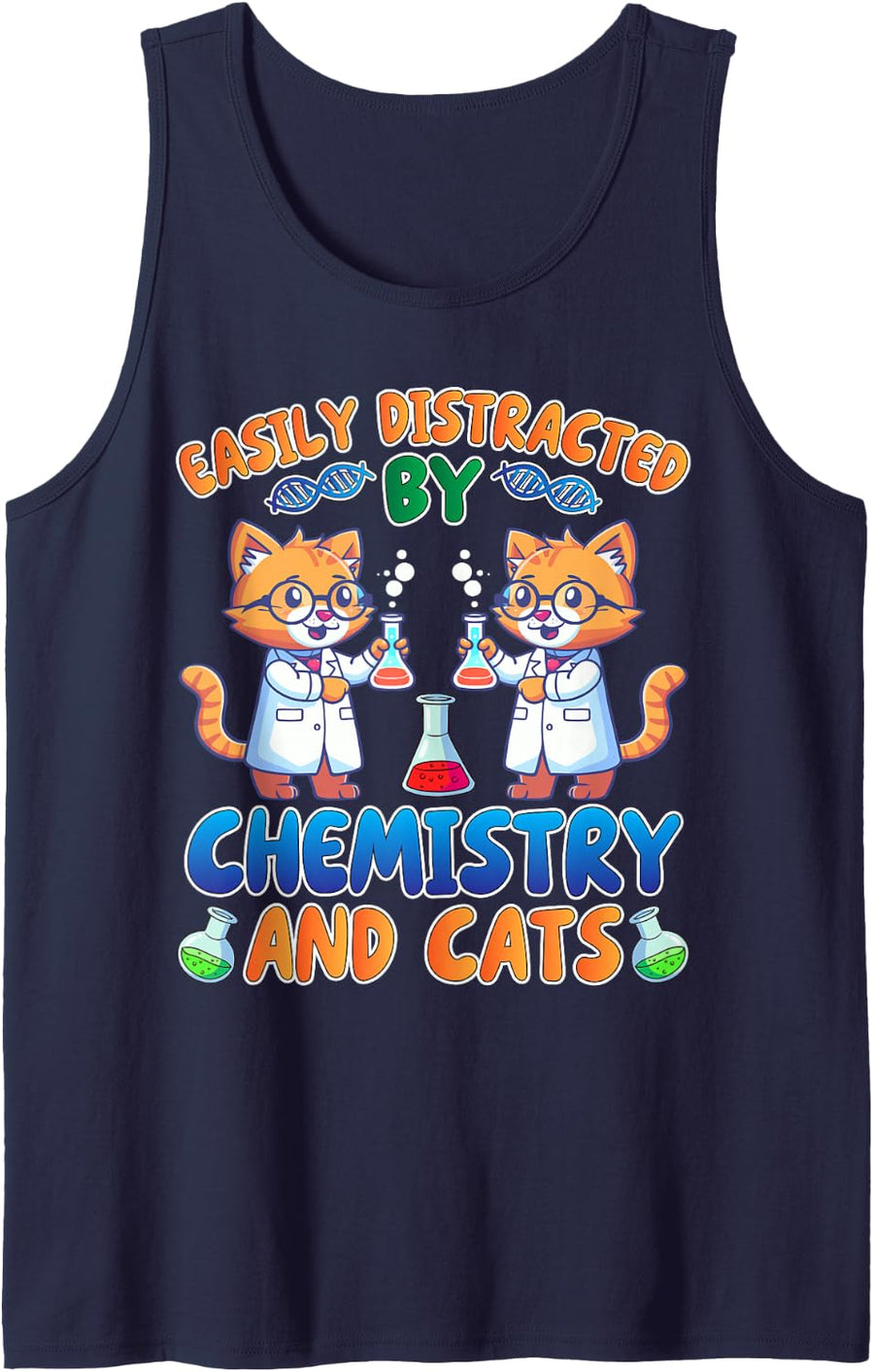 Chemist Chemistry Quote Cat Pun Science Sleeveless Tank Top - Navy Blue