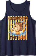 Hedgehogging The Sun Cute Summer Hedgehog Sleeveless Tank Top - Navy Blue