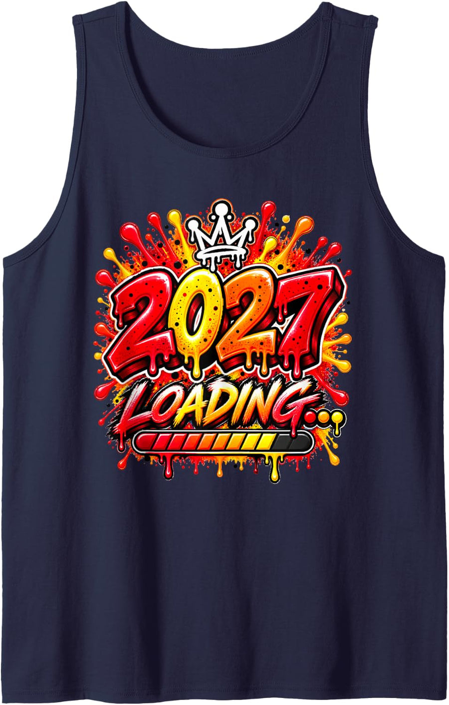2027 Loading Colorful Graffiti New Year Design Tank Top - Navy Blue