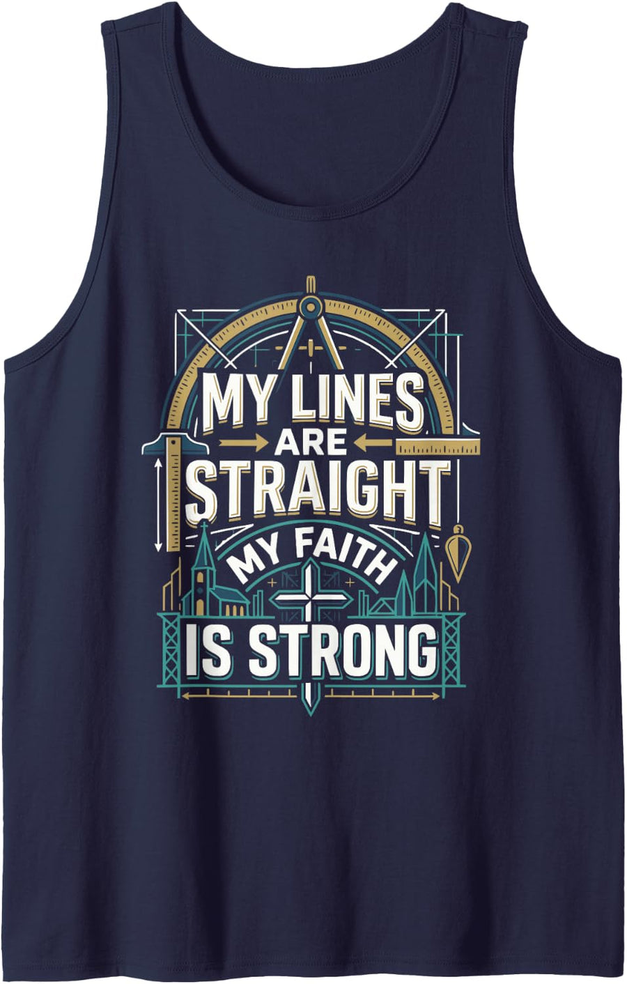 Christian Architect Jesus Christ Building Architecture Tank Top - Navy Blue