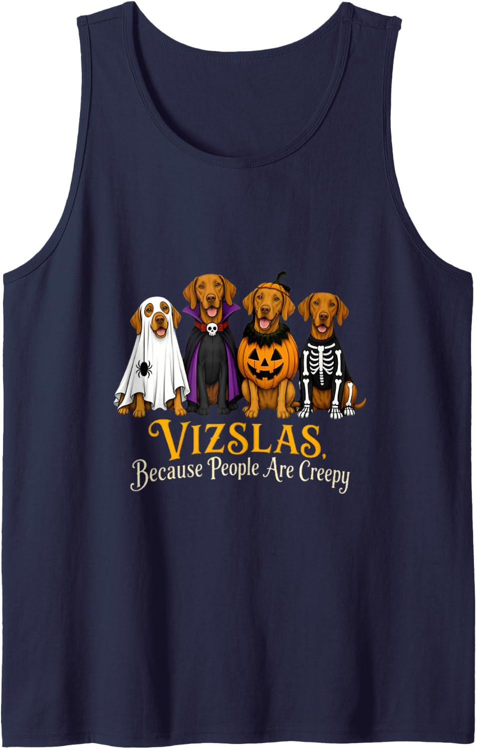 Vizslas Halloween Costume Funny Dog Lover Sleeveless Tank Top - Navy Blue