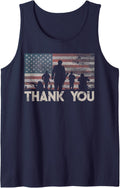 American Flag Thank You Military Appreciation Tank Top - Navy Blue