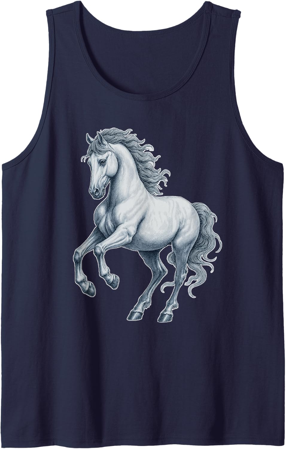 Horse Graphic Horse Lover Sleeveless Tank Top - Navy Blue