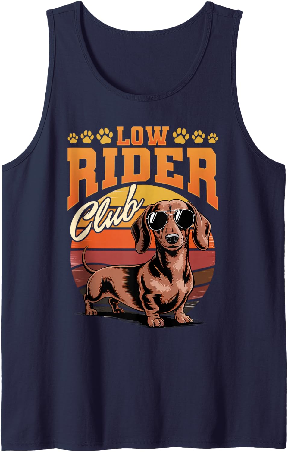 Funny Dog Breed Dachshund Sleeveless Tank Top - Navy Blue