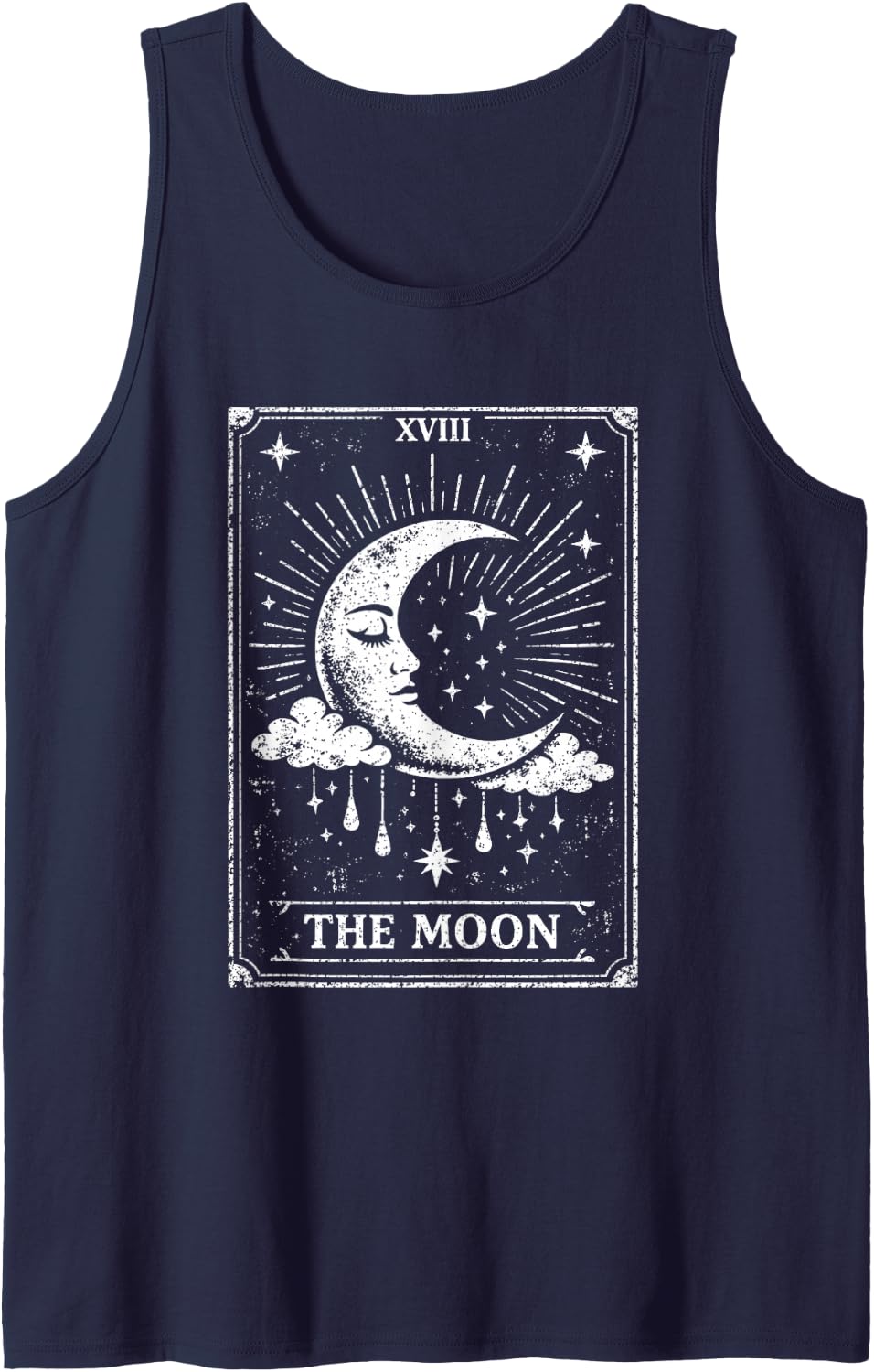Occult Witch Tarot Celestial Grunge Aesthetic Moon Phases Tank Top - Navy Blue