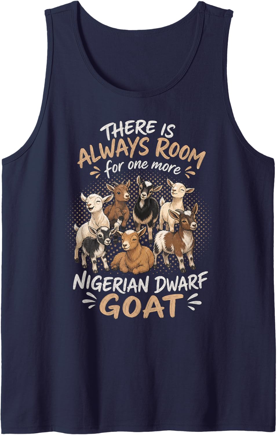 Nigerian Dwarf Goats Illustration with Fun Quote Sleeveless Tank Top - Navy Blue