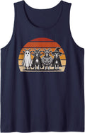 Goat Costume Halloween Group Ghost Vampire Pumpkin Witch Sleeveless Tank Top - Navy Blue