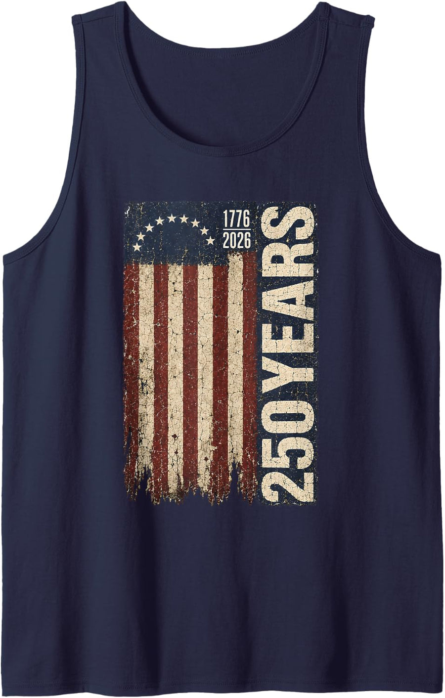 250 Years Anniversary American USA Flag 1776-2026 Tank Top - Navy Blue