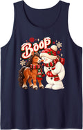 Boop Horse Snowman Playful Christmas Friends Sleeveless Tank Top - Navy Blue