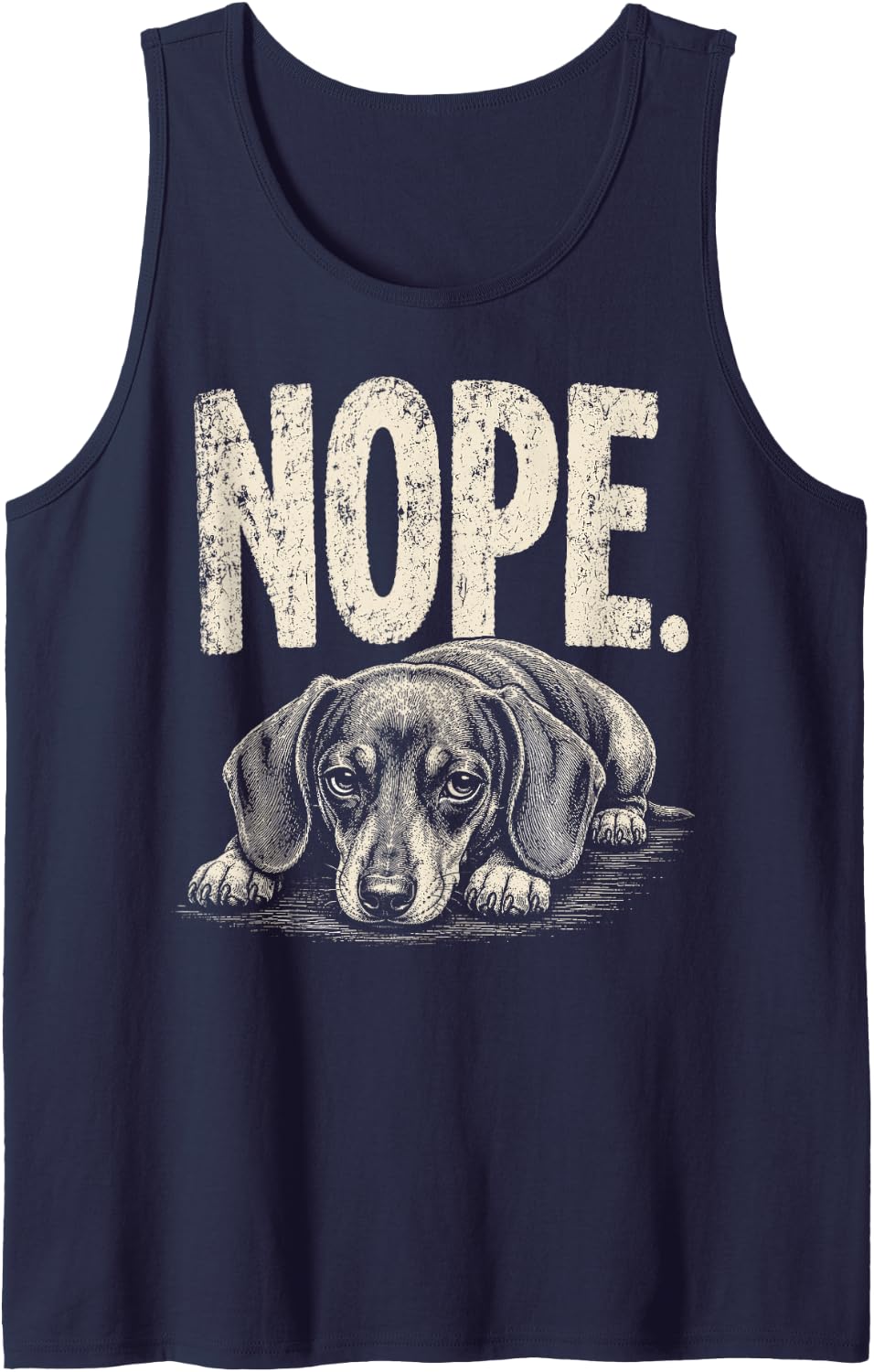 Dachshund Dog Nope Lazy Wiener Funny Sleeveless Tank Top - Navy Blue
