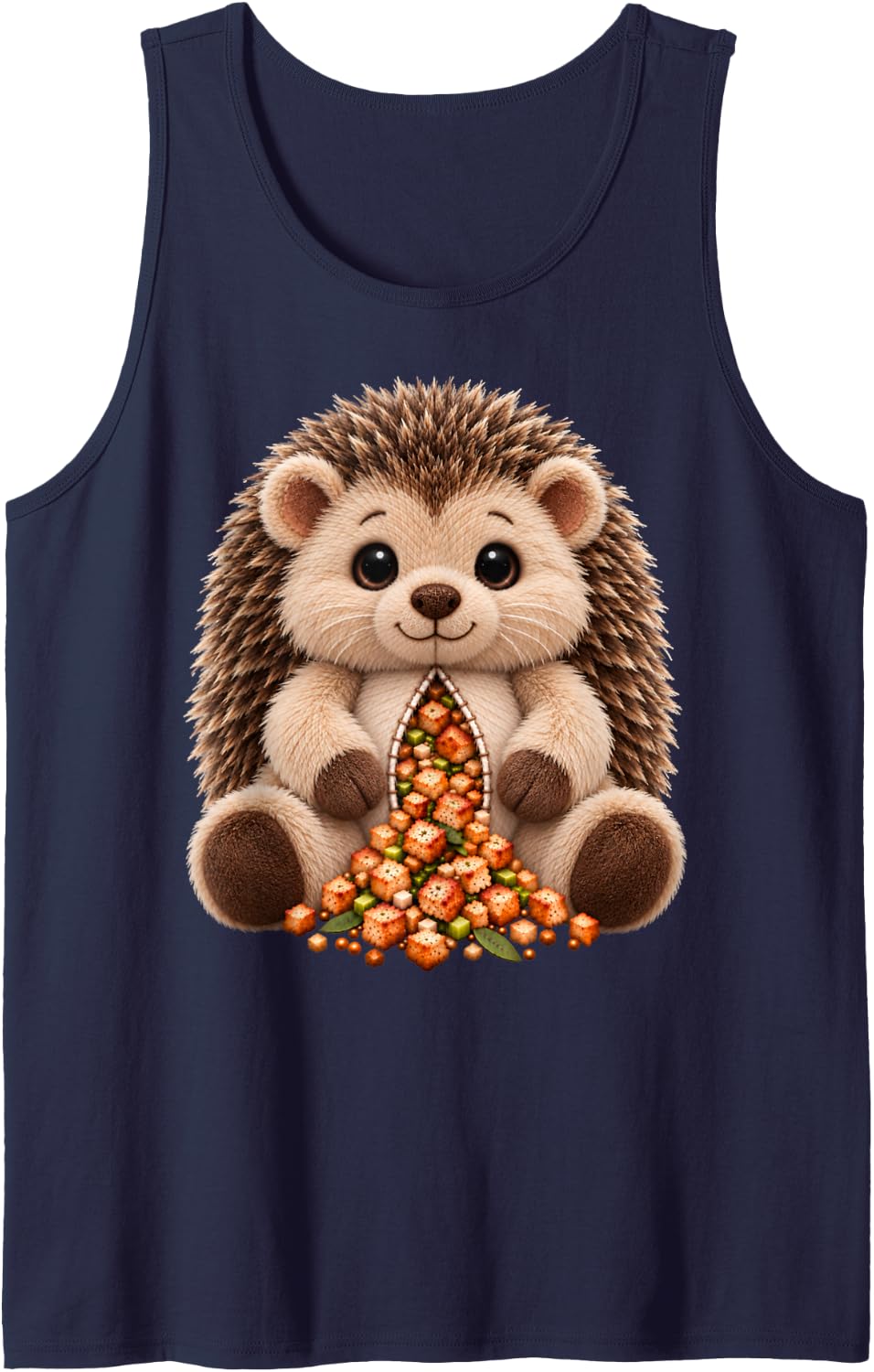 Hedgehog Stuffed Animal Toy Plush Plushie Funny Cute Lover Sleeveless Tank Top - Navy Blue