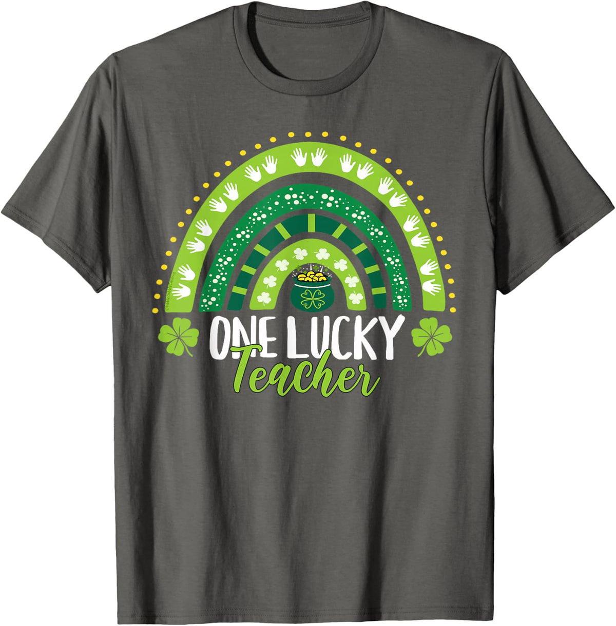 One Lucky Teacher Rainbow St. Patrick's Day Teacher T-Shirt - Asphalt Grey