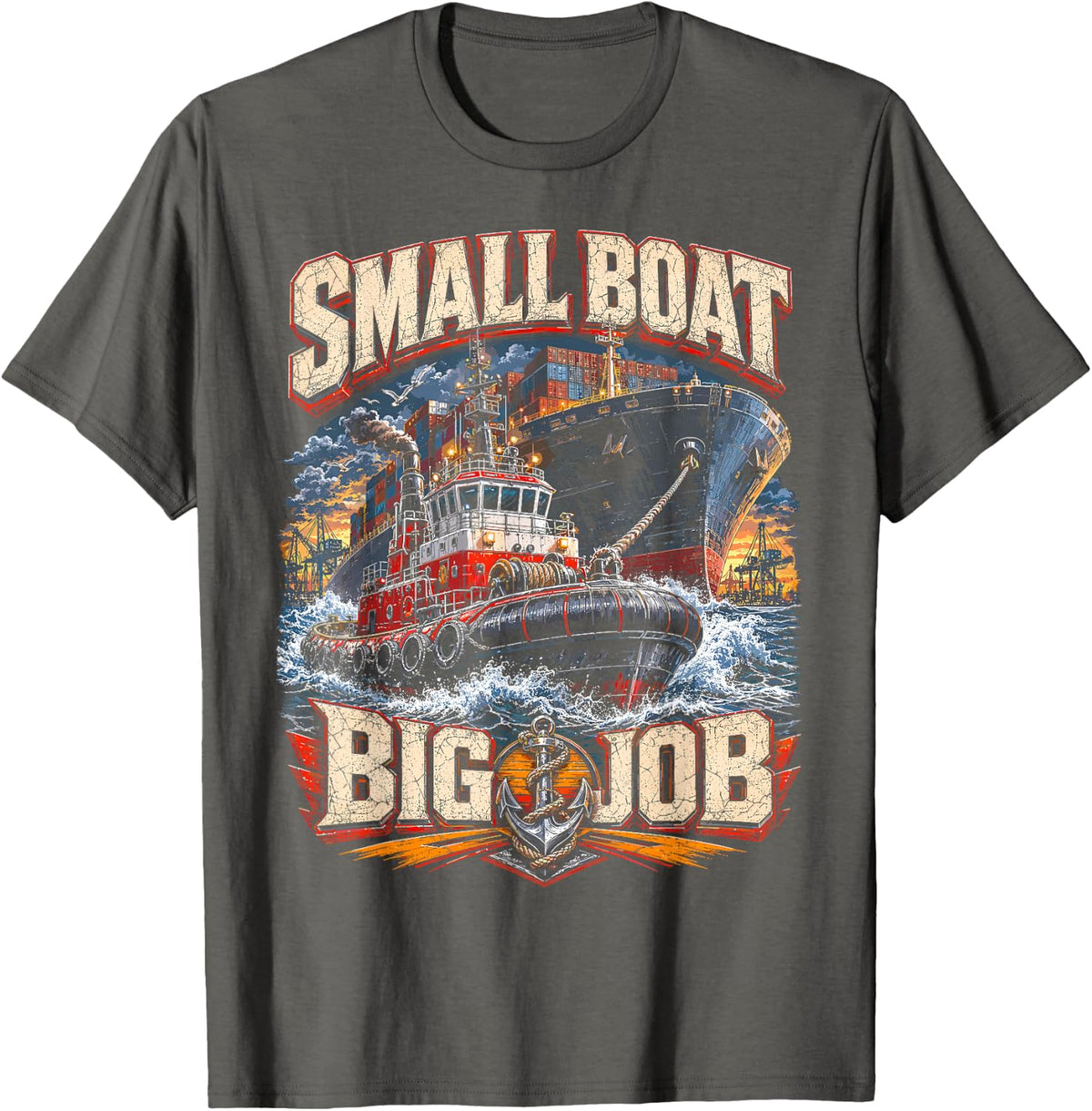 Tugboat Small Boat Big Job T-Shirt - Asphalt Grey