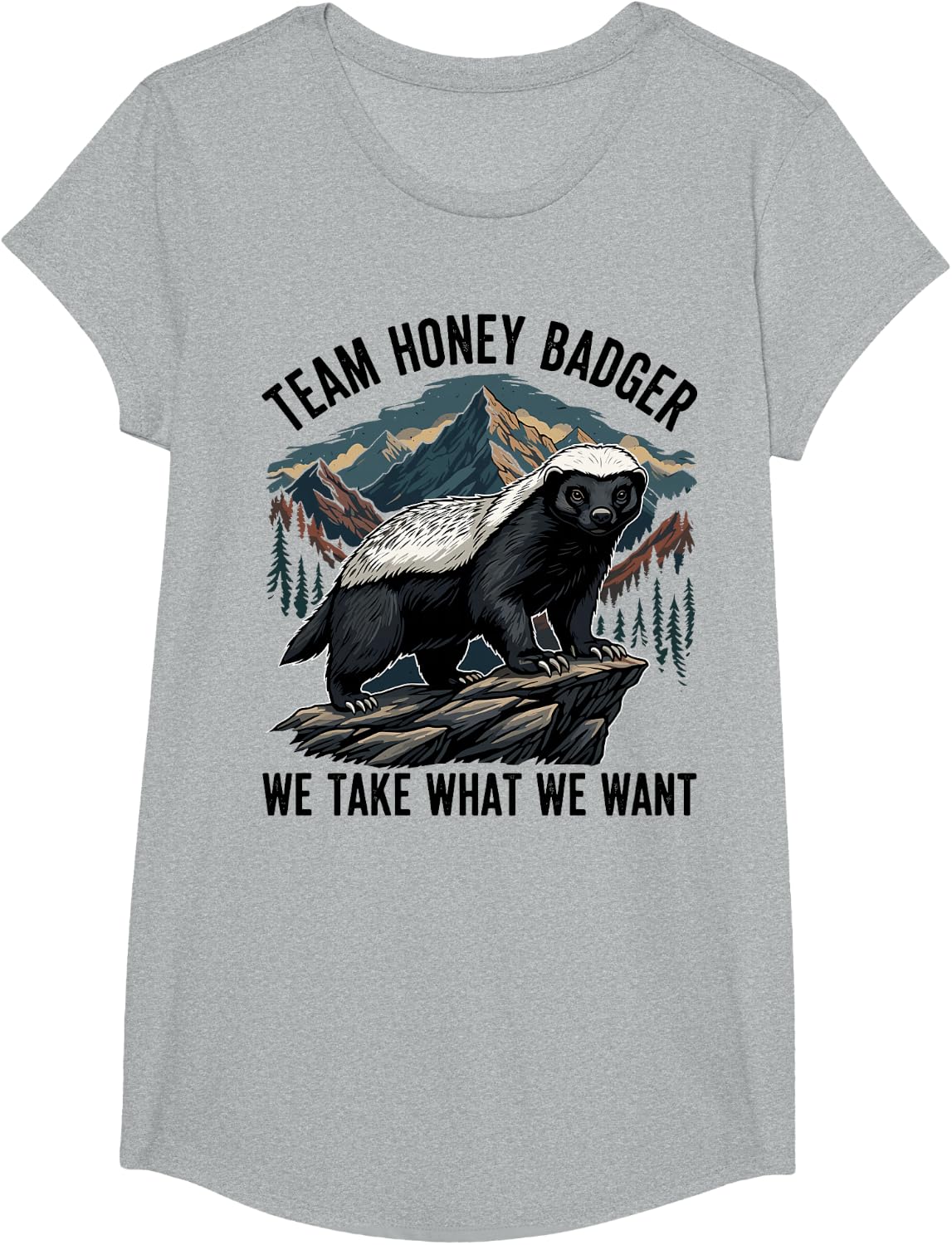 Team Honey Badger T-Shirt - Girls Heather Grey