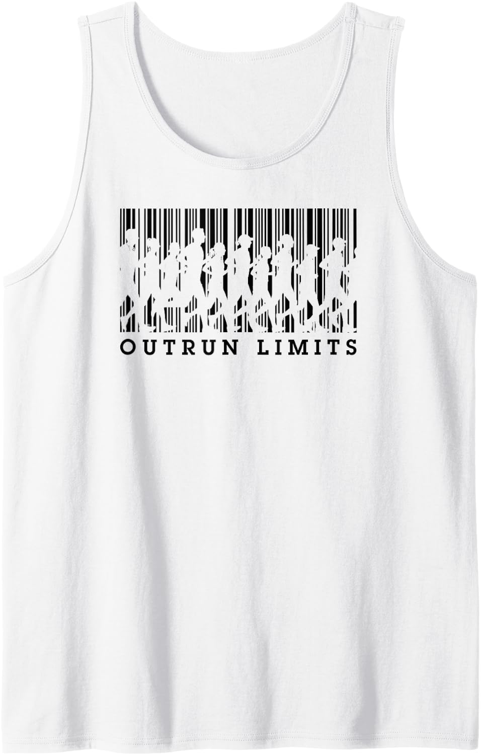 Runner Running Barcode Funny Outrun Limits Run Marathon Sleeveless Tank Top - White
