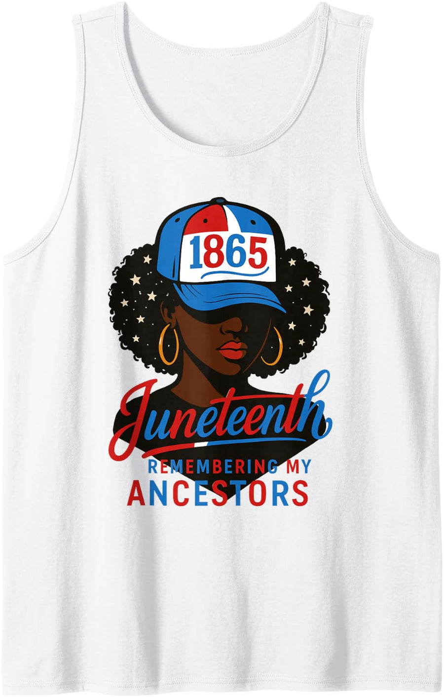 Juneteenth Red White Blue Remembering My Ancestors Women Sleeveless Tank Top - White