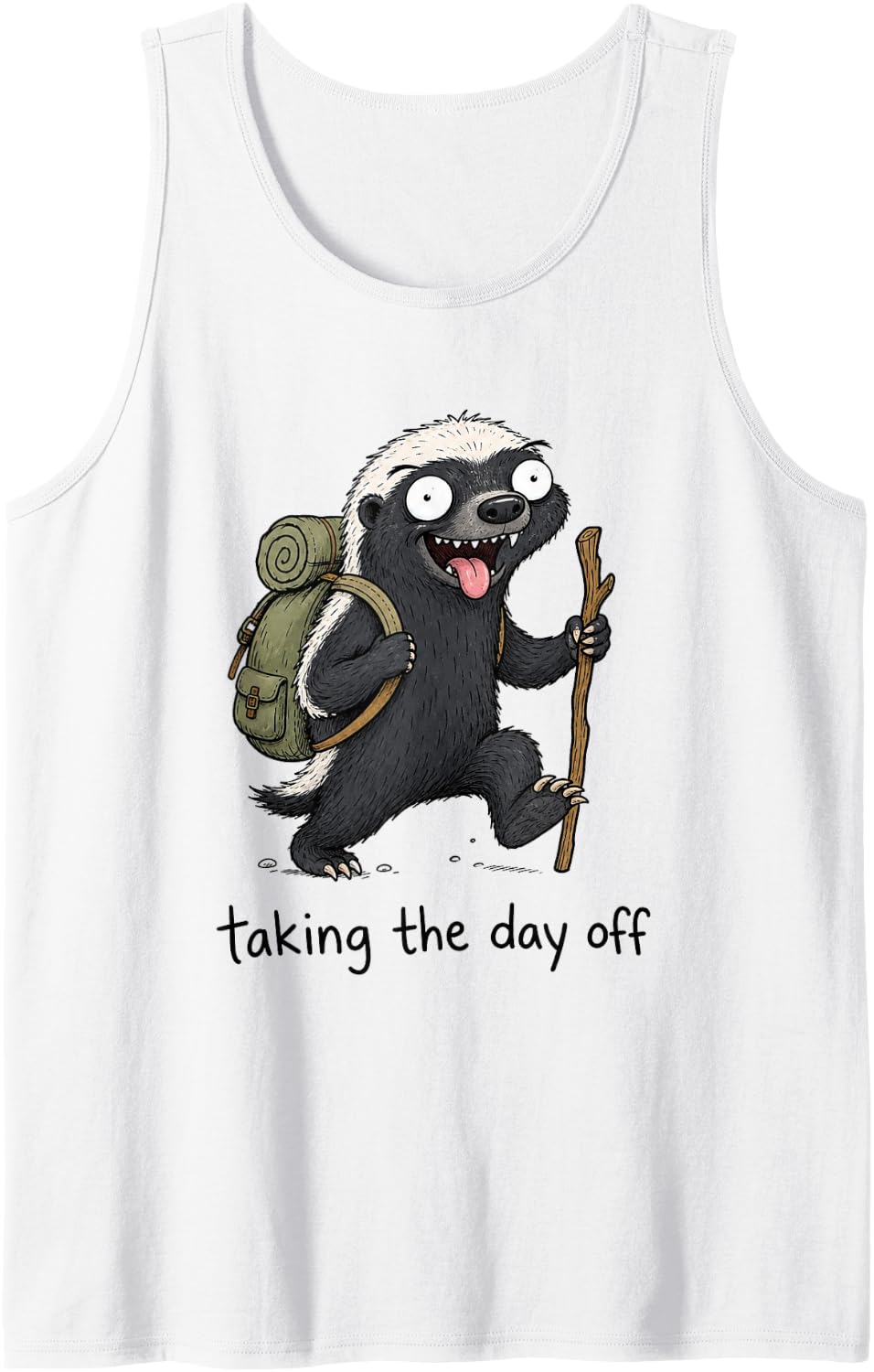 Funny Honey Badgers Hiking Sleeveless Tank Top - White