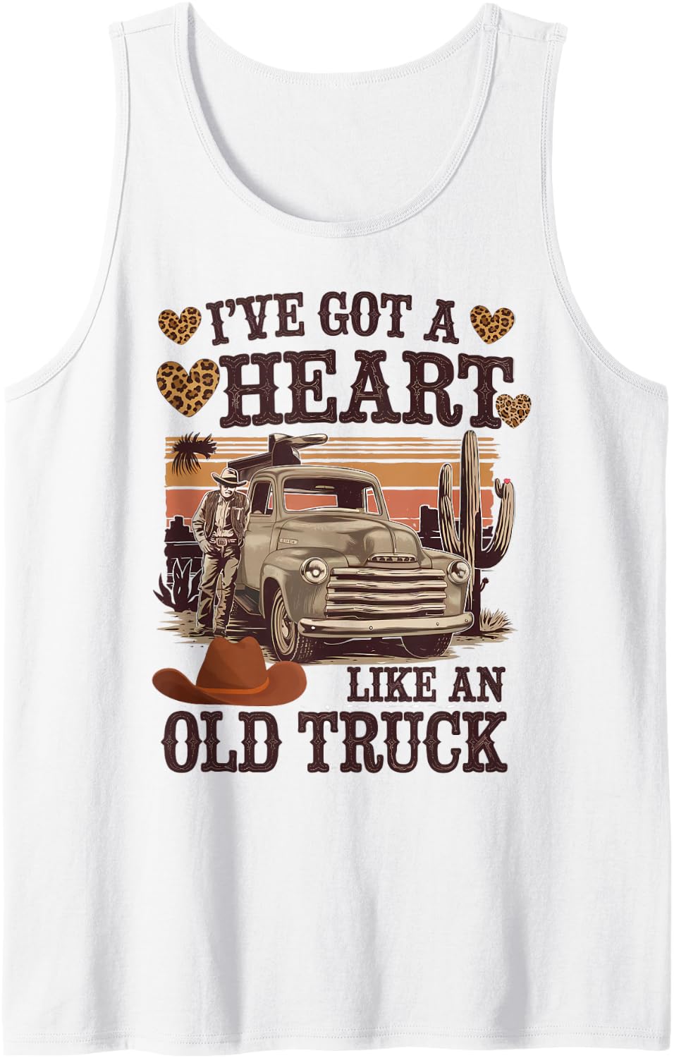 Heart Like an Old Truck - Vintage Western Tank Top - White
