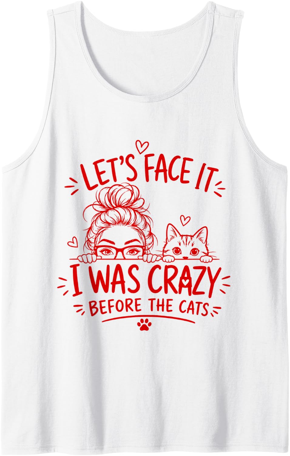 Crazy Cat Lady Cat Mom Tank Top - White