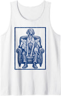 Funny Vizsla Dog Sitting On Dad Lap Vintage Sleeveless Tank Top - White