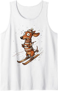 Funny Skiing Doxie Cute Dachshund Ski Winter Sleeveless Tank Top - White