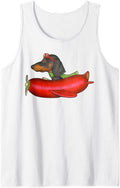 Peach-Bruh Funny Sausage Dachshund Dog Flying Sausage Plane Sleeveless Tank Top - White