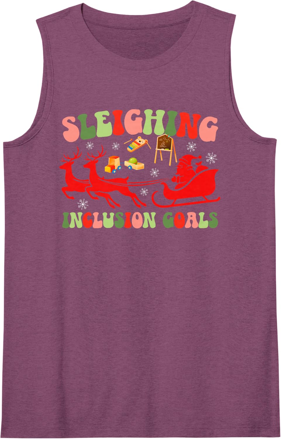 Inclusion Goals SPED Teacher Christmas SPED Teaching Xmas Sleeveless Tank Top - Purple