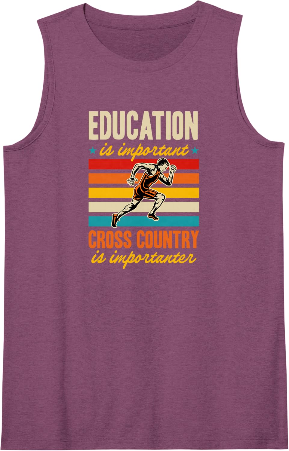 Education is Important Cross Country is Importanter Sleeveless Tank Top - Purple