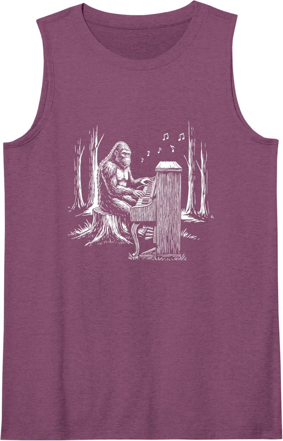Funny Bigfoot Piano Player Sasquatch Pianist Music Teacher Sleeveless Tank Top - Purple