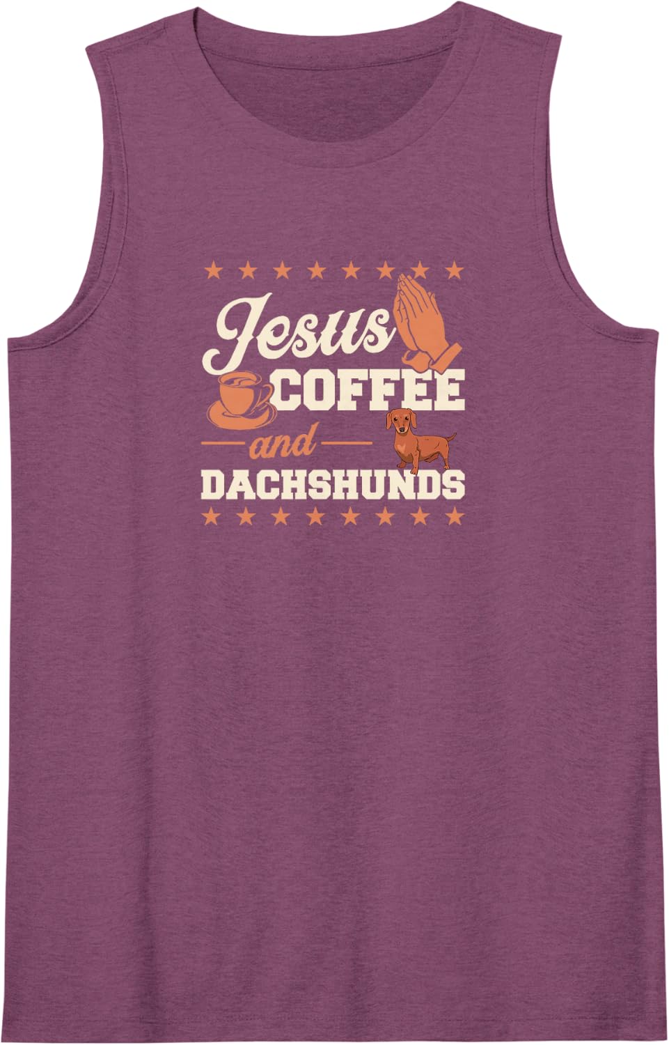 Jesus Coffee and Dachshunds Dog Sleeveless Tank Top - Purple