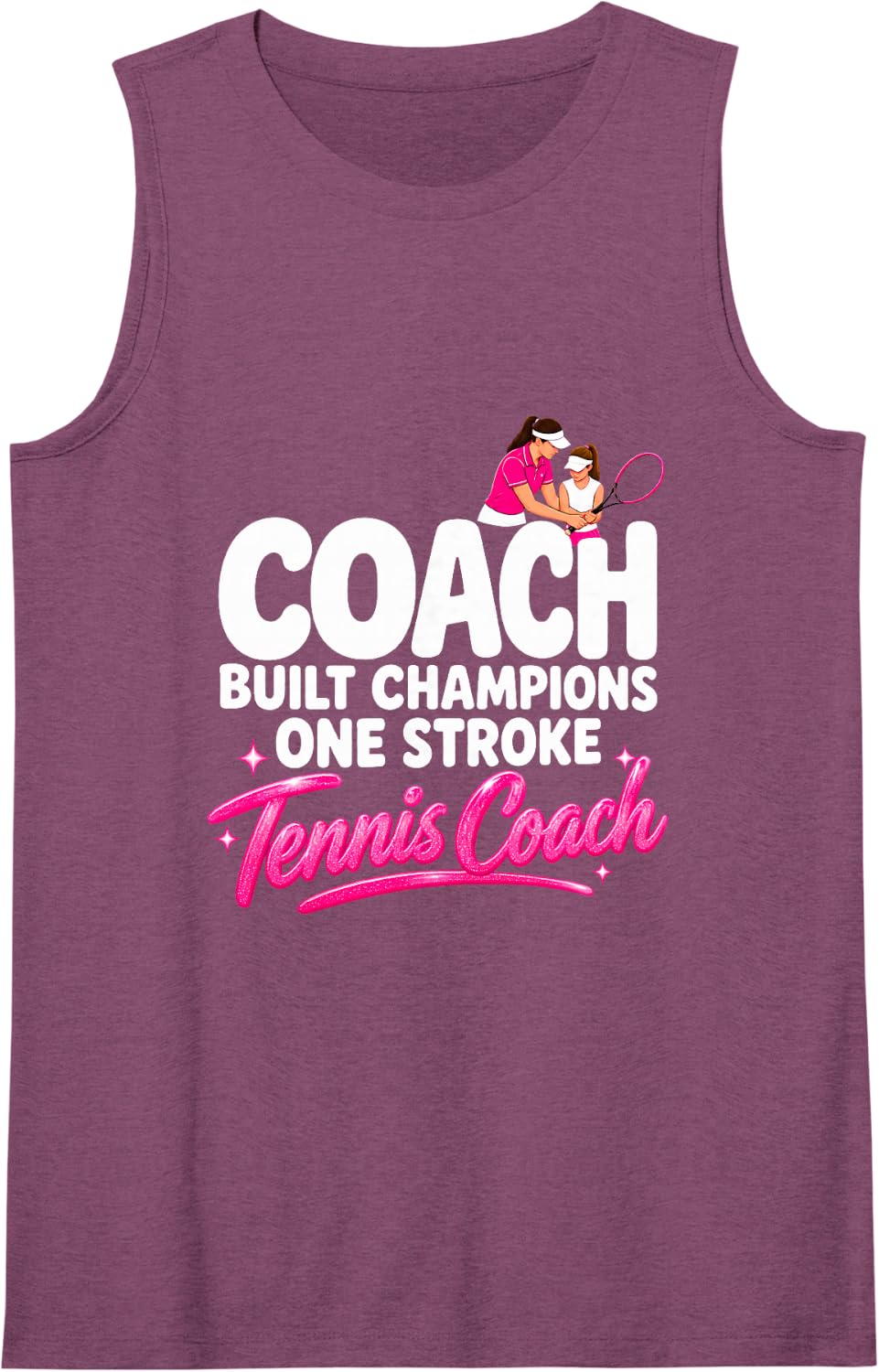 Coach Built Champions One Stroke Tennis Instructor Sleeveless Tank Top - Purple