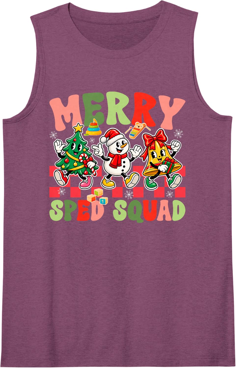 Merry SPED Squad SPED Teacher Christmas SPED Teaching Xmas Sleeveless Tank Top - Purple