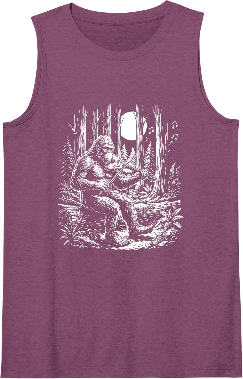 Fiddle Player Bigfoot Violinist Sasquatch Old Time Fiddler Sleeveless Tank Top - Purple