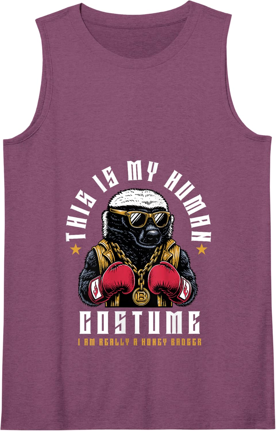 This Is My Human Costume, I Am Really A Honey Badger Boxing Tank Top - Purple