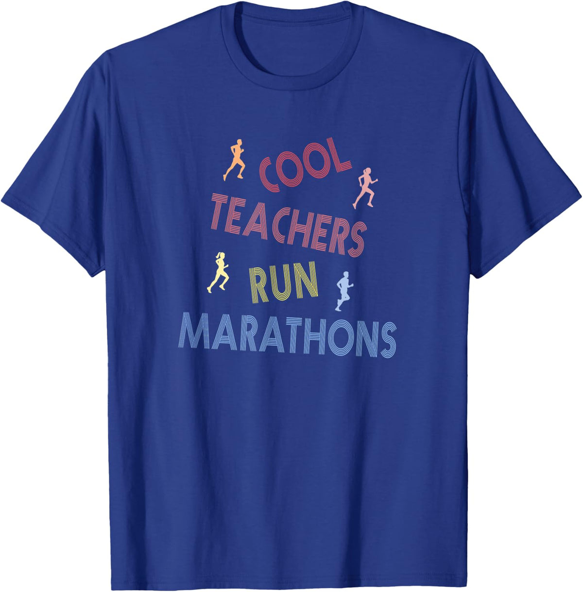 Retro Cool Teacher Running Saying Marathon Runner Silhouette T-Shirt - Royal Blue