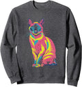 Tie Dye Siamese Cat Meezer Sweatshirt - Adult Unisex Dark Heather Grey