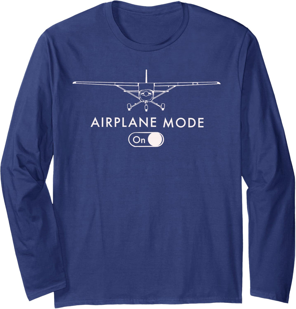 Pilot C172 Flying Gift Airplane Mode Long Sleeve T-Shirt - Adult Unisex Navy Blue