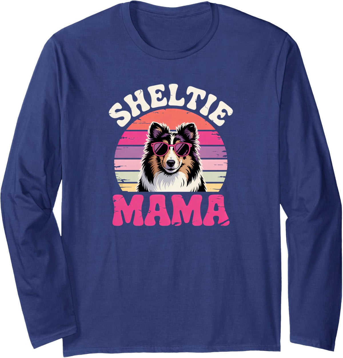 Sheltie Mama Long Sleeve T-Shirt - Adult Unisex Navy Blue