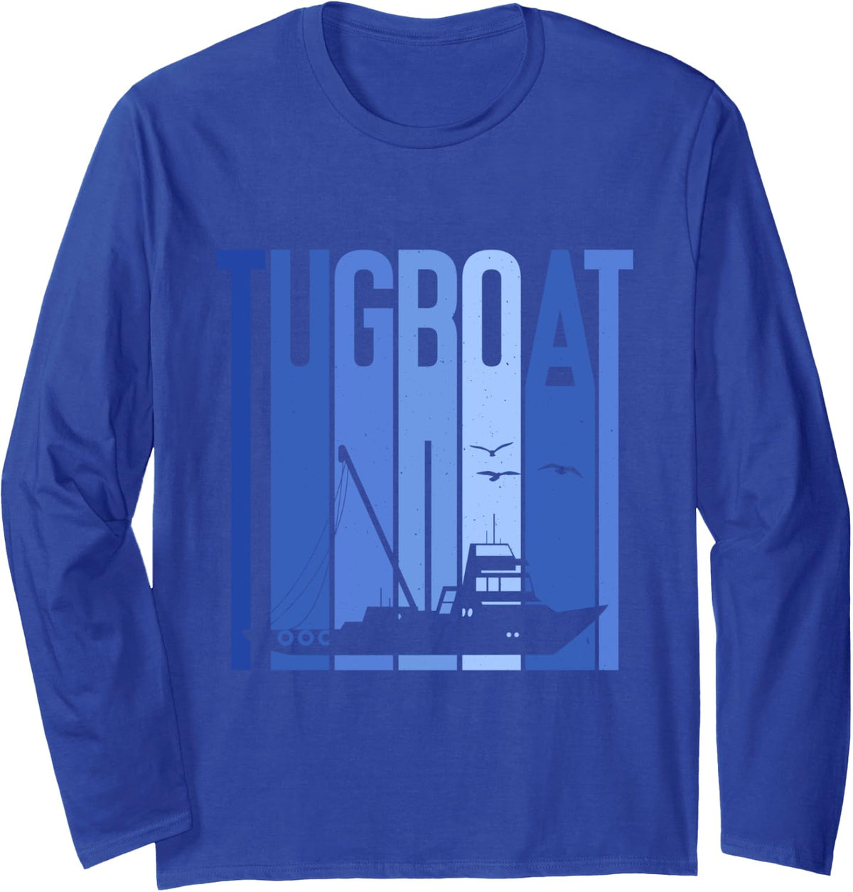Funny Vintage Tugboat Long Sleeve T-Shirt - Adult Unisex Royal Blue
