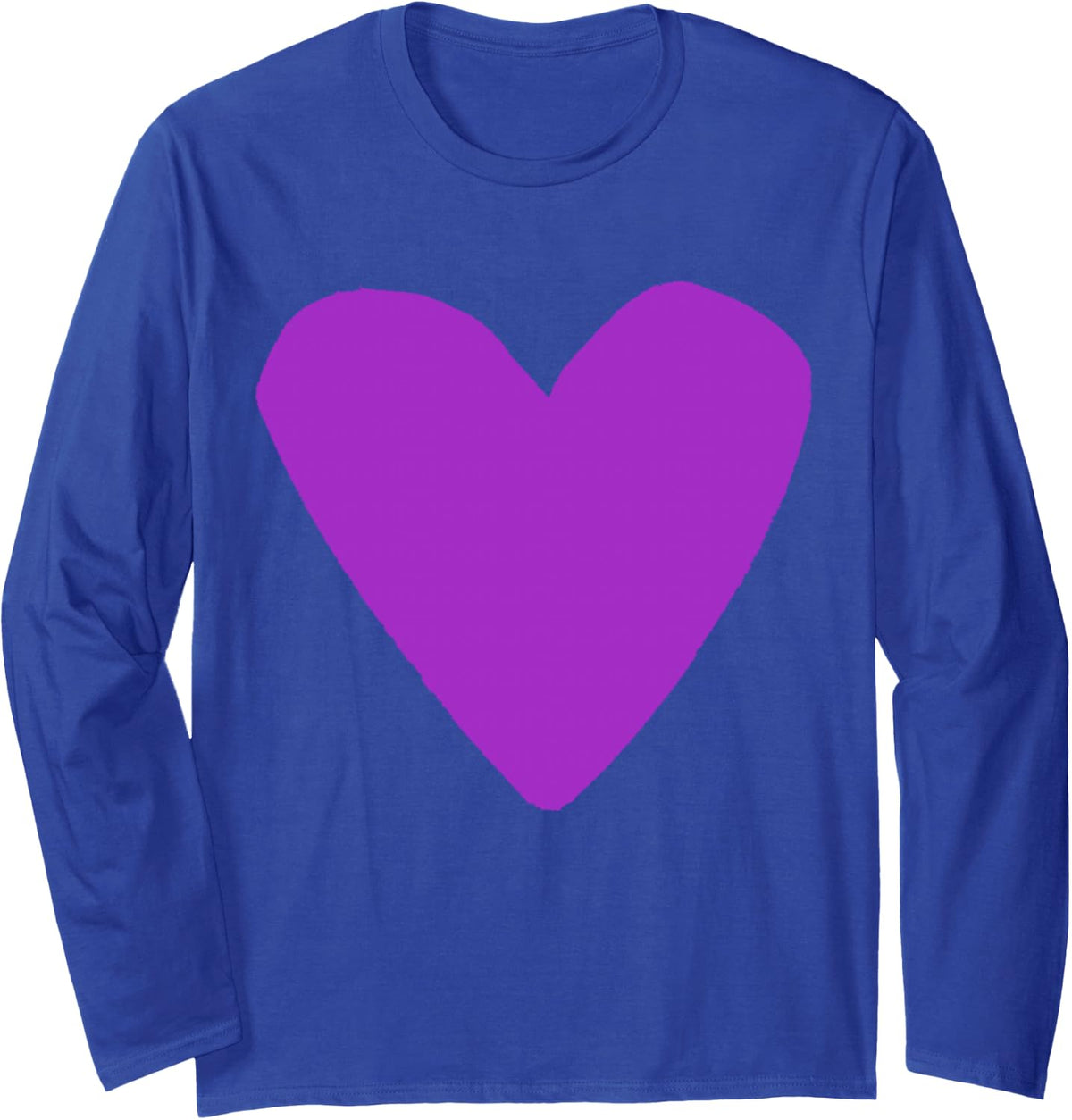 Love Heart Shape Purple Long Sleeve T-Shirt - Adult Unisex Royal Blue
