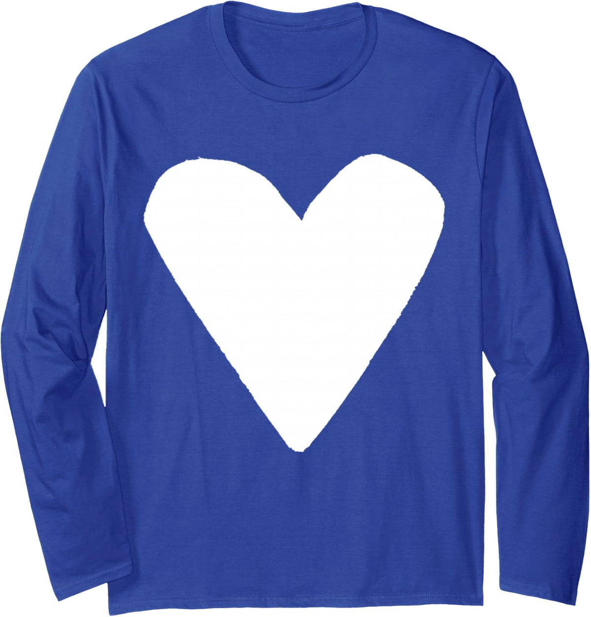 White Heart Dark Blue Long Sleeve T-Shirt - Adult Unisex Royal Blue