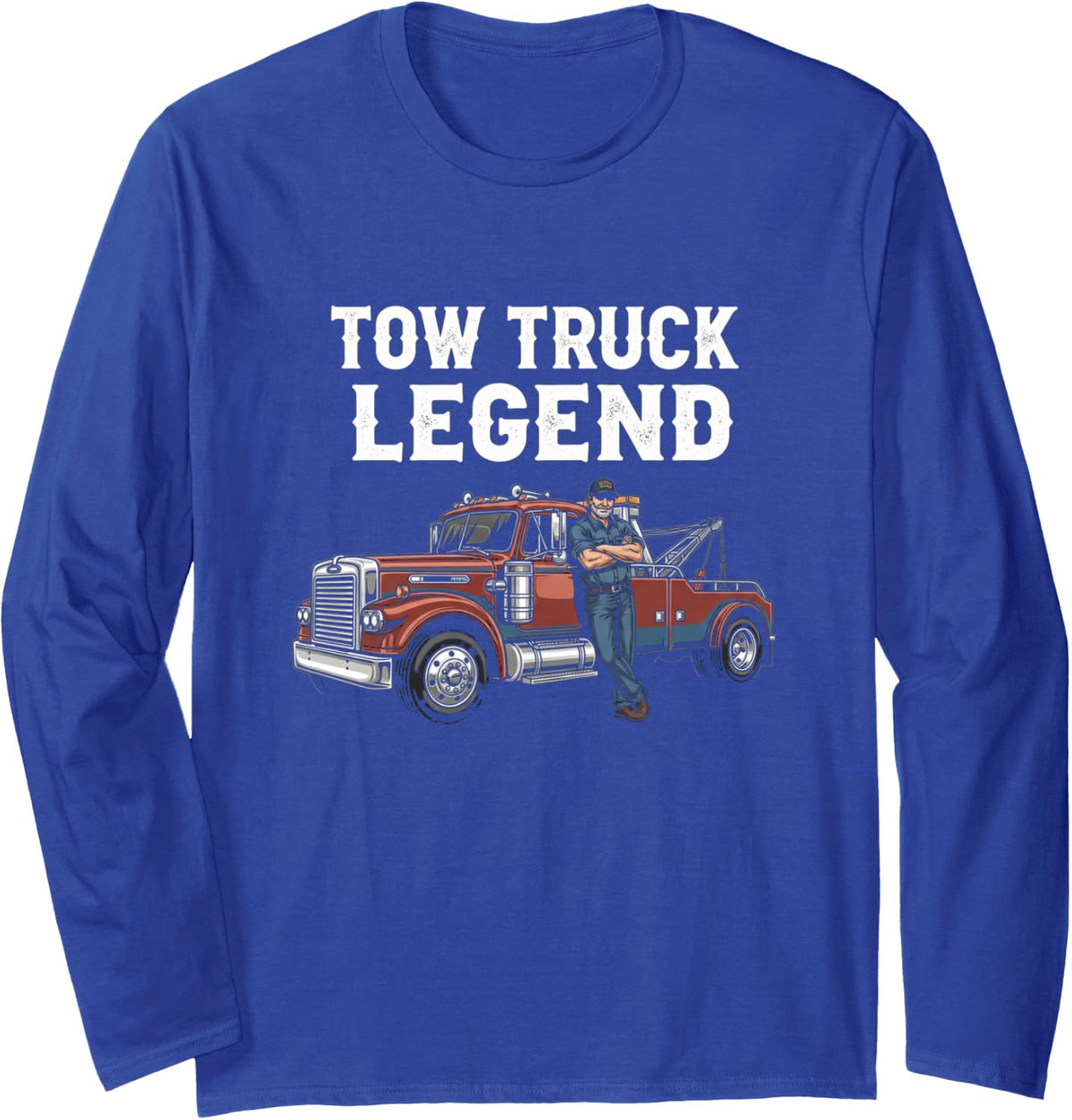 Tow Truck Legend Heavy Duty Recovery Operator Long Sleeve T-Shirt - Adult Unisex Royal Blue