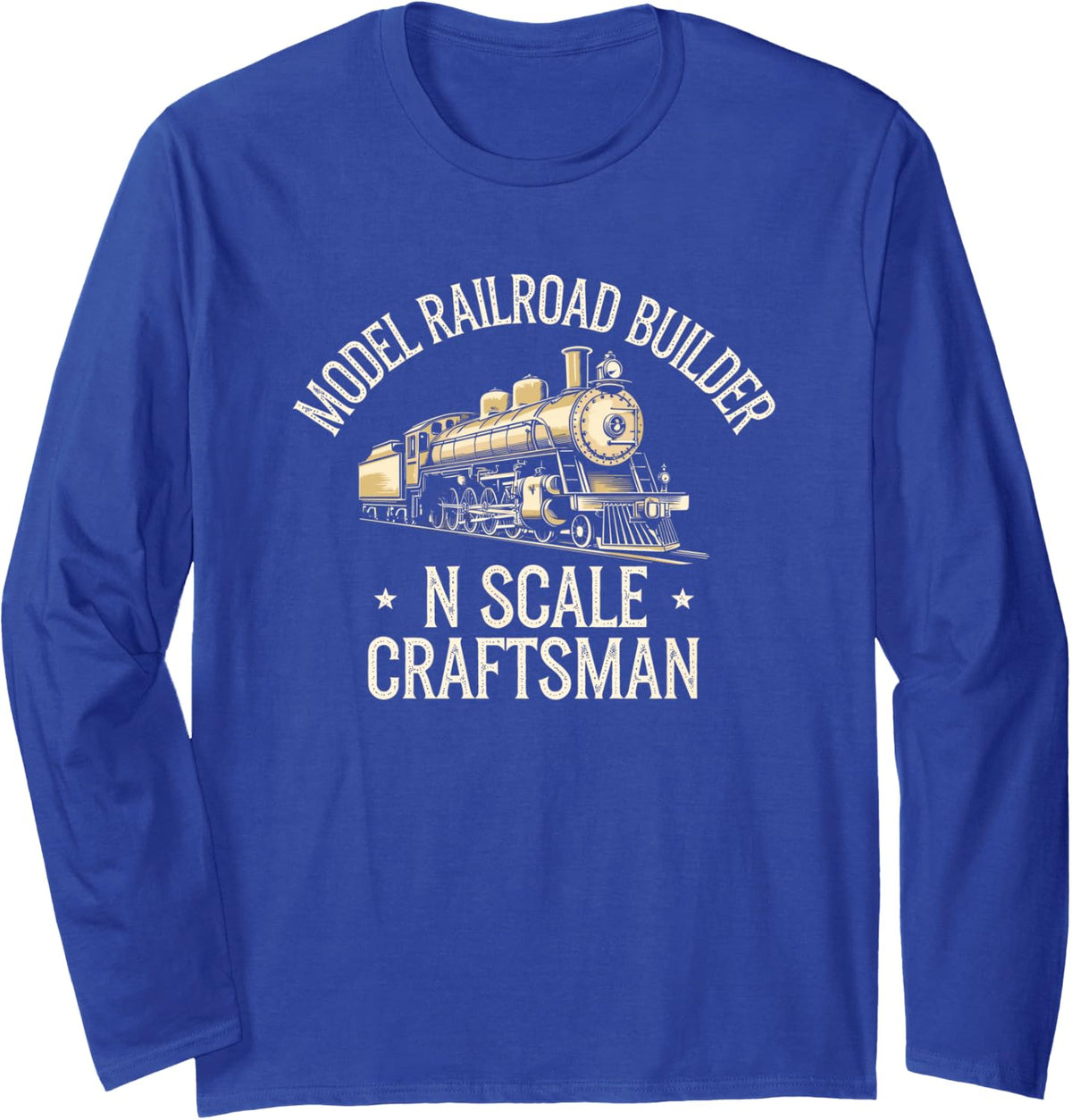 N Scale Model Railroad Builder Hobbyist Long Sleeve T-Shirt - Adult Unisex Royal Blue