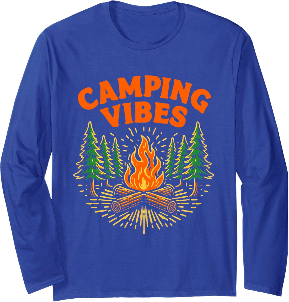 Camping Vibes Nature Lover Camper Long Sleeve T-Shirt - Adult Unisex Royal Blue